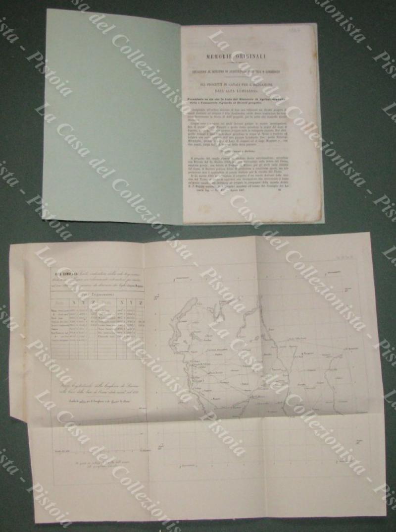 LOMBARDIA. “Sui progetti di canali...". 2 stralci del 1867. Tratti da IL GIORNALE DELL’INGEGNERE ARCHITETTO