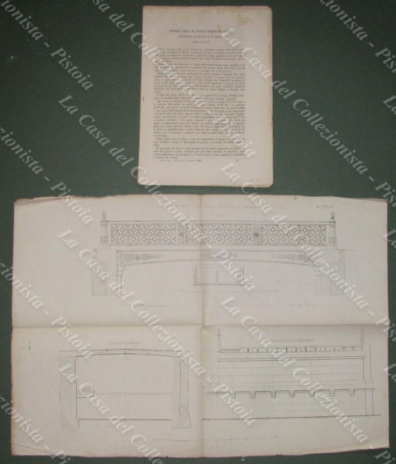 LOMBARDIA. Milano. “Notizia circa il nuovo ponte di ghisa costruito a S. Celso”. Stralcio del 1861. Tratto da IL GIORNALE DELL’INGEGNERE ARCHITETTO