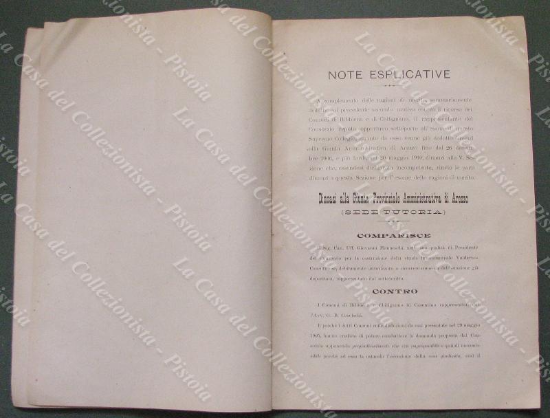 (Toscana-Arezzo-Str.Ferrata). "Consorzio per...Bibbiena e Chitignano". Arezzo, Tip.Sinetti, 1912