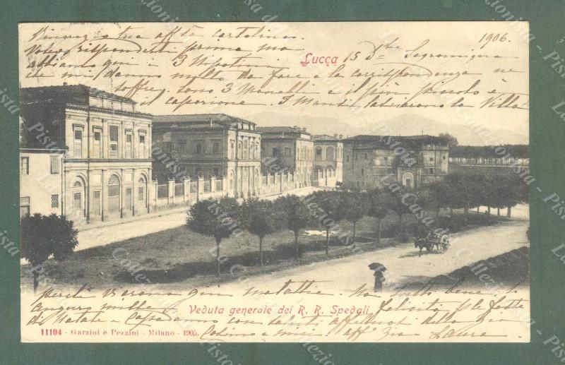LUCCA. Veduta Regi Ospedali. Cartolina per Spoleto del 1906