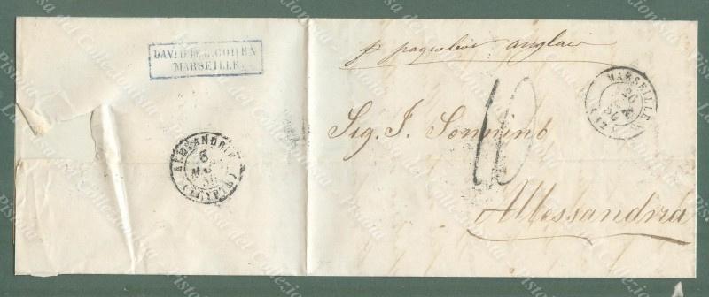 1850 da MARSIGLIA a ALESSANDRIA D'EGITTO. Manoscritto "P.Paquebot anglais"