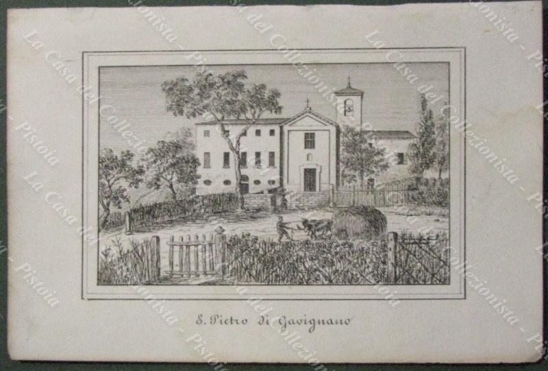 GAVIGNANO, Montesanpietro, Bologna. Chiesa di S.Pietro. Lito dis. da E.Corty. Anno 1837