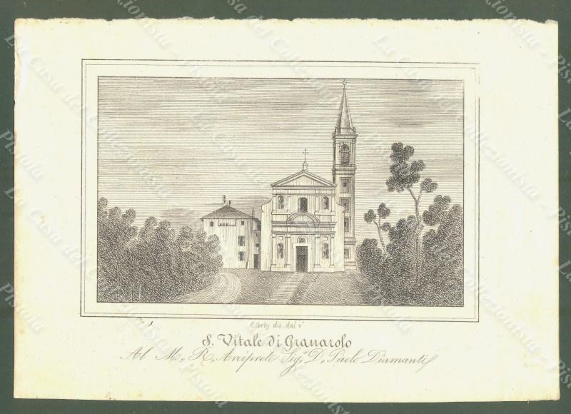 GRANAROLO, Bologna. Chiesa di S.Vitale. Lito dis. da E.Corty. Anno 1837