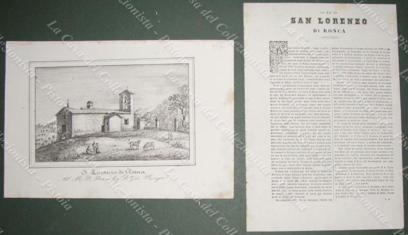 RONCA, Monte S.Pietro, Bologna. Chiesa di S.Lorenzo. Lito dis. da E.Corty. Anno 1837