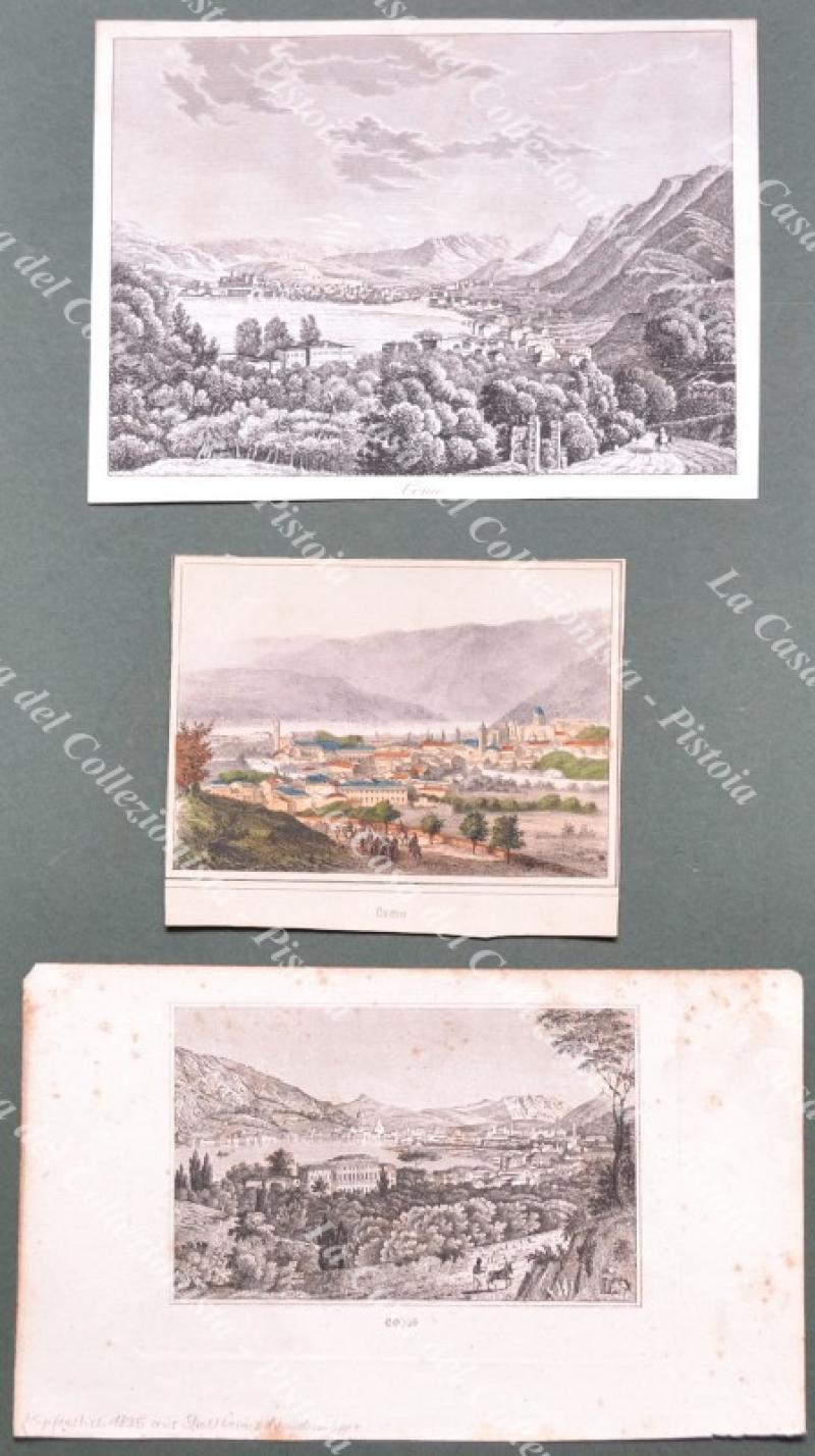 COMO. 3 vedute (una acquerellata). Periodo 1835-1850 circa.