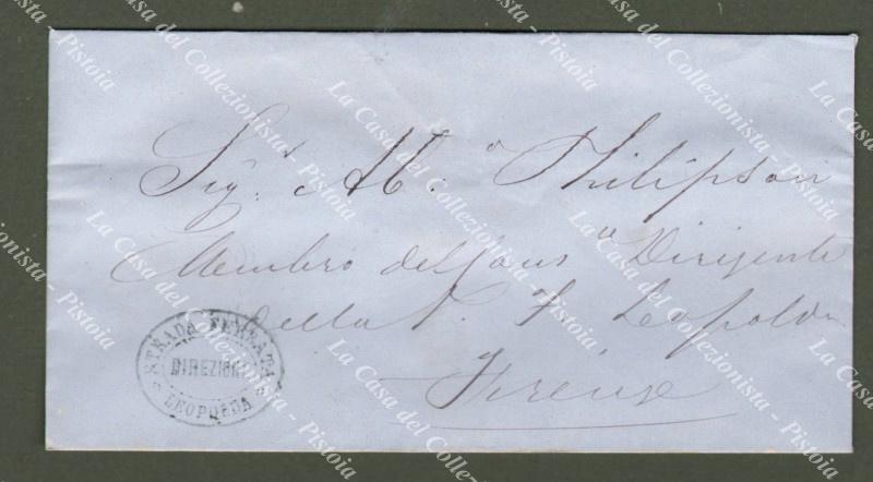 PREFILATELIA, Toscana. STRADA FERRATA LEOPOLDA DIREZIONE. Bollo nero ovale su bustina indirizzata a Firenze.