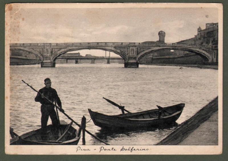 PISA. Ponte Solferino. Cartolina d'epoca viaggiata