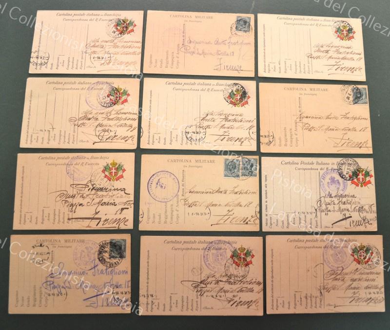 PRIMA GUERRA. POSTA MILITARE SETTORE B - C. 12 cartoline...1910