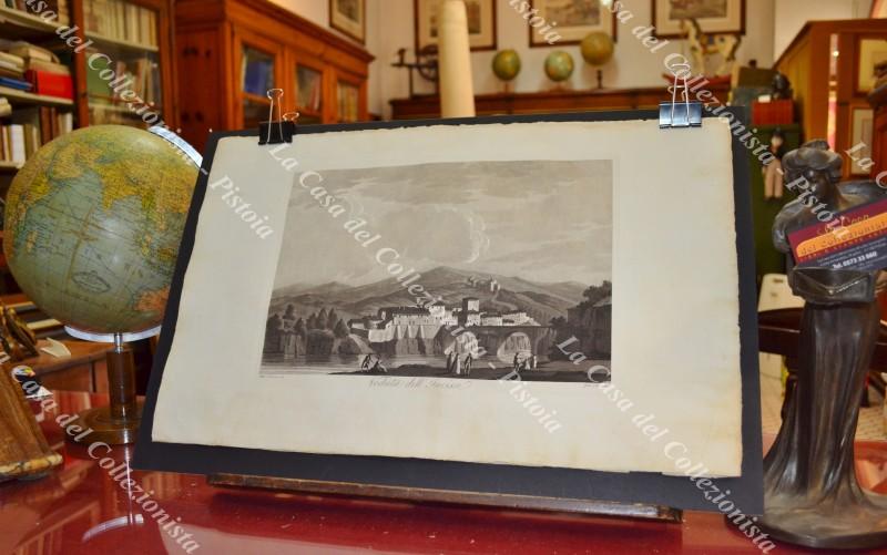 Arezzo. VEDUTA DELL'INCISA. Acquatinta dall'opera di A. Terreni, anno 1801 - 1803.