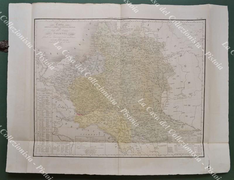 Polonia. CARTA GEOGRAFICA STATISTICA POSTALE DEGLI STATI DELL'ANTICA POLONIA. Indicando i suoi Limiti avanti il primo smembramento del 1772 e il suo stato attuale secondo le stipulazioni di Vienna del 1815.