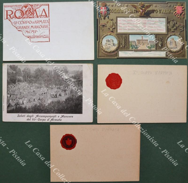 IX e X CORPO D'ARMATA. 5 cartoline d'epoca inizio 1900