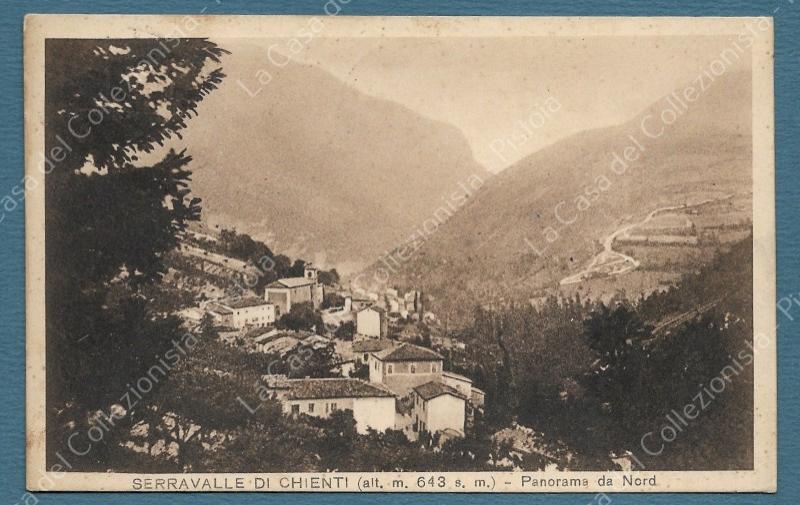 SERRAVALLE DI CHIENTI, Macerata. Panorama. Cartolina d'epoca viaggiata