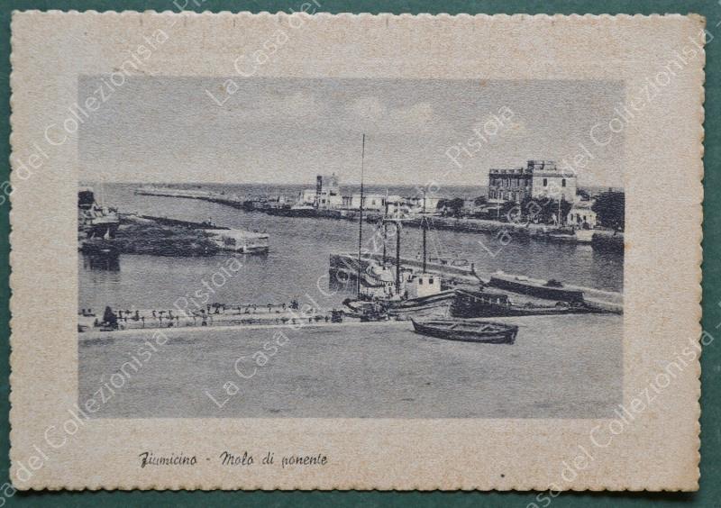 FIUMICINO, Roma. Molo di ponente. Cartolina d'epoca viaggiata