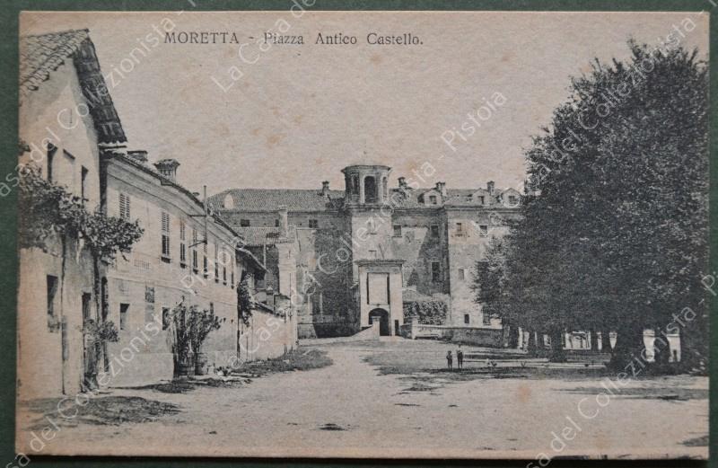 MORETTA, Cuneo. Piazza Castello. Cartolina d'epoca, circa 1920