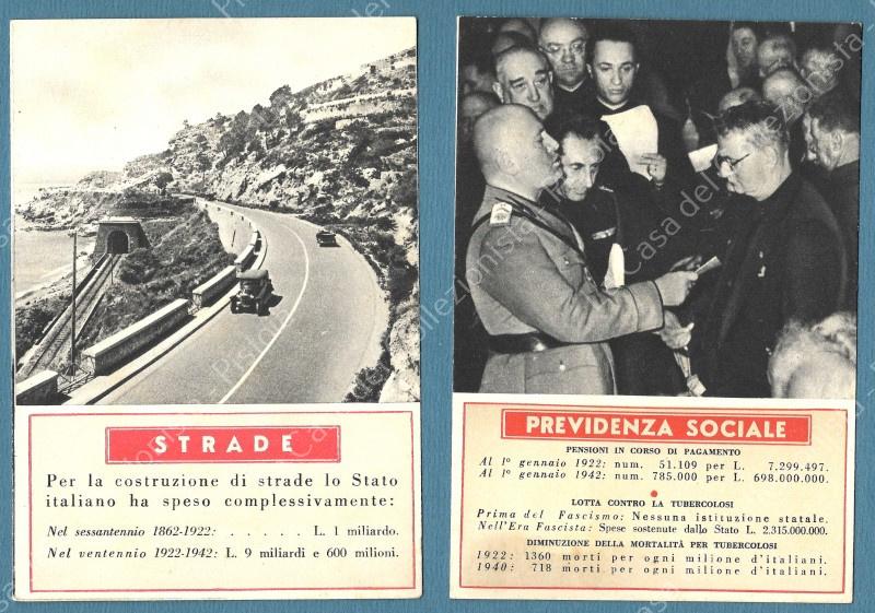 OPERE DEL FASCISMO. 2 cartoline d'epoca di propaganda, anni 1940