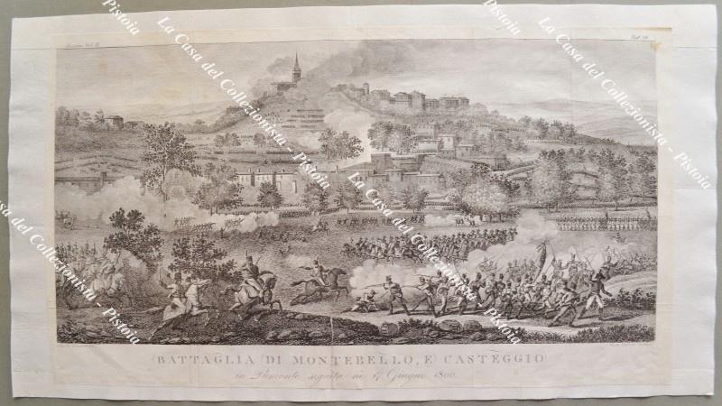 NAPOLEONE. Piemonte."BATTAGLIA DI MONTEBELLO, E CASTEGGIO". Acquaforte tratta dall'opera di De Norvins, circa 1840
