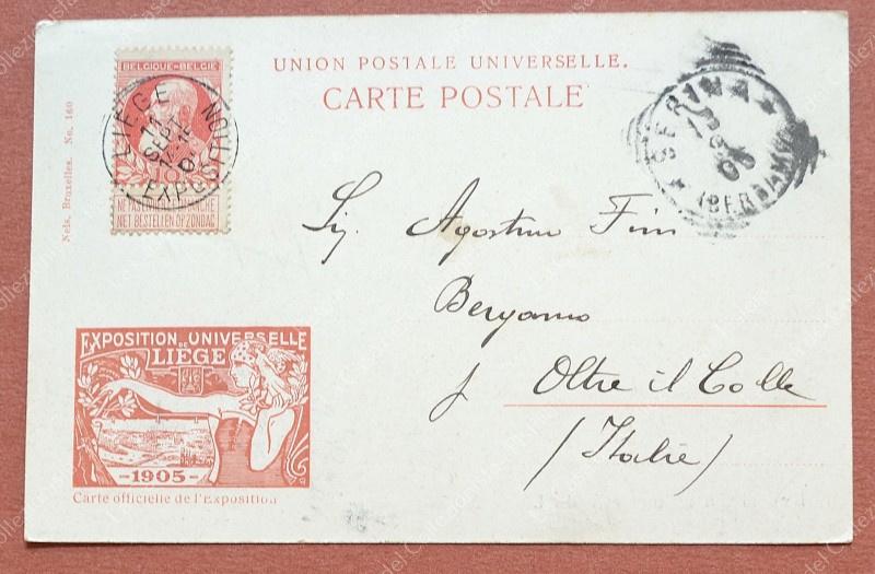 BELGIO. Esposizione Universale Liegi 1905. Cartolina d'epoca viaggiata