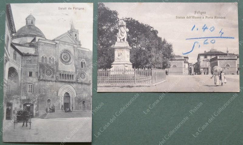 FOLIGNO. 2 cartoline d'epoca viaggiate
