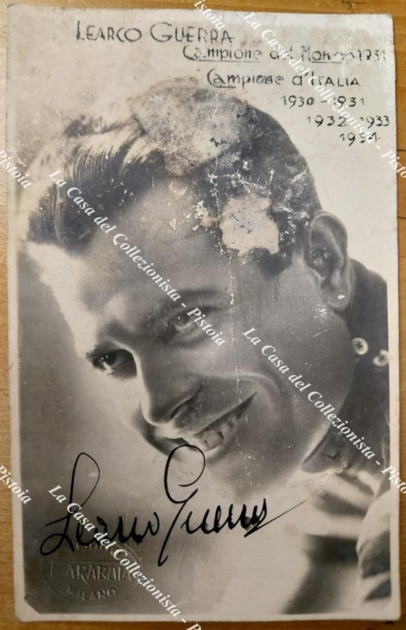 Ciclismo. Learco Guerra, autografo su cartolina che lo raffigura.