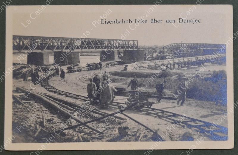 POLONIA. POLSKA. Eisenbahnbrucke uber den Donayec. Ponte ferroviario sul fiume Dunayec. Cartolina d'epoca anno 1915
