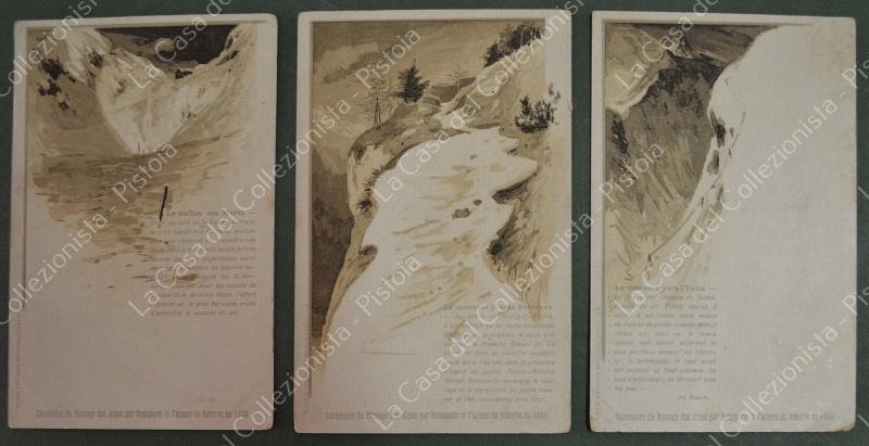 ALPI CENTENARIO DEL PASSAGGIO da parte dell'armata francese nel 1800. 3 cartoline d'epoca