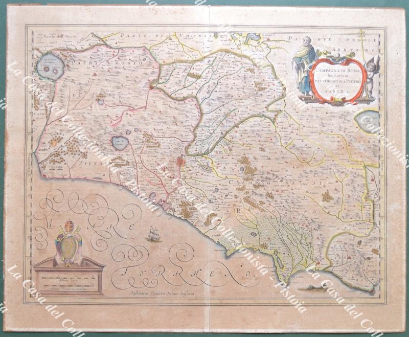 Lazio. CAMPAGNA DI ROMA; olim Latium. PATRIMONIO DI S. PIETRO et SABINA. Da Giansonio, Amsterdam, circa 1660.