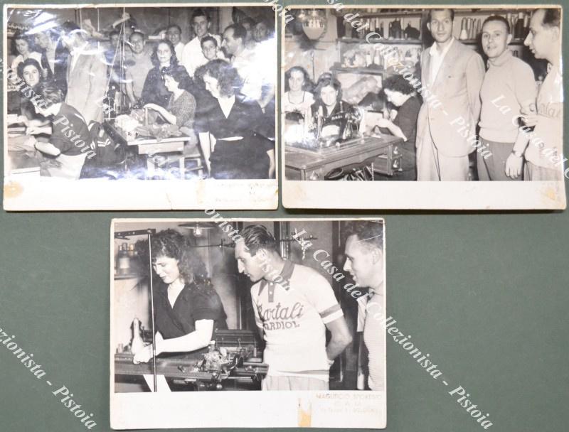 Sport - CICLISMO. Gino Bartali visita nel 1953 il maglificio spoertivo C.A.M. di Bologna. 3 foto originali.