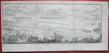 PUGLIA. Bataille de Cannes entre les romains et les cartaginois. Acquaforte