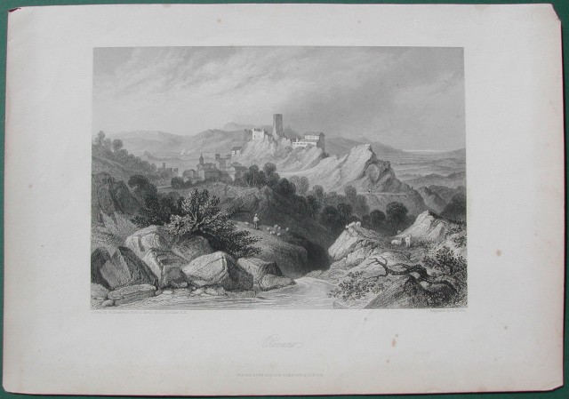 (Roma) OLEVANO. Veduta generale. Dall'opera di Brockedon, circa 1840