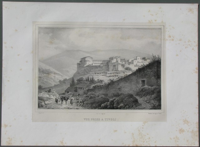 TIVOLI. Vue prise a Tivoli. Rara litografia. Parigi, 1825