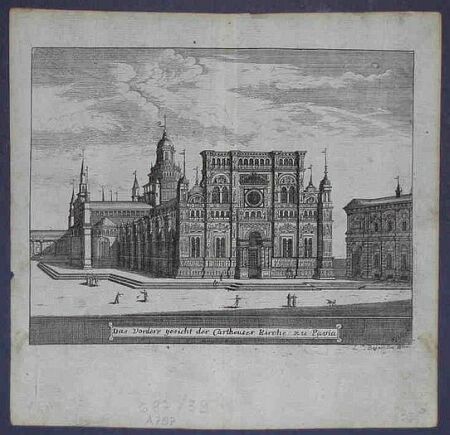 Das Vordere gesicht der Cartheuser Kirche zu Pavia