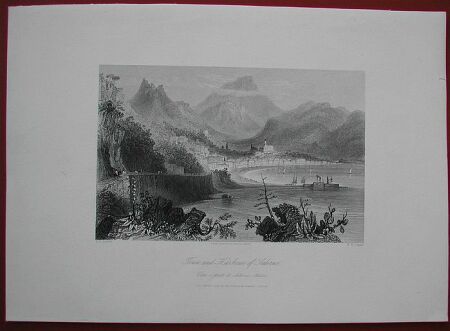 SALERNO. Town and Harbour of Salerno. Incisione tratta dall'opera di J. Sherer