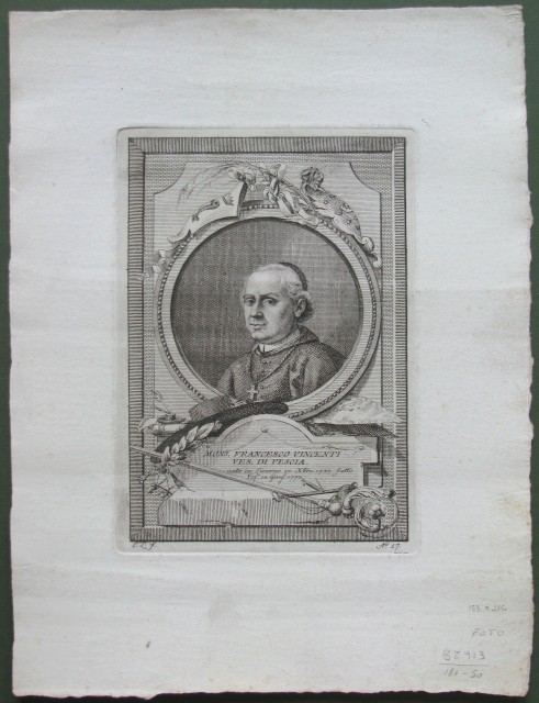 TOSCANA - "MONS. FRANCESCO VINCENTI VES. DI PESCIA. Nato in Livorno nel 1737".
