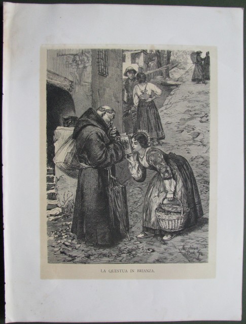 BRIANZA. La questua in Brianza. Xilografia, circa 1880