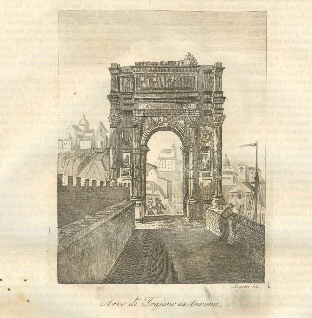 MARCHE - ANCONA. Arco di Traiano in Ancona. Acquafprte, 1840
