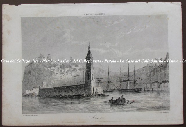 MARCHE - ANCONA. Ancone. Bella e rara veduta della città presa dal porto. Parigi 1847