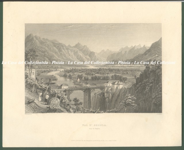 PIEMONTE. Val d'Ossola from the Simplon. Veduta generale incisa da J.B. Allen, anno 1834