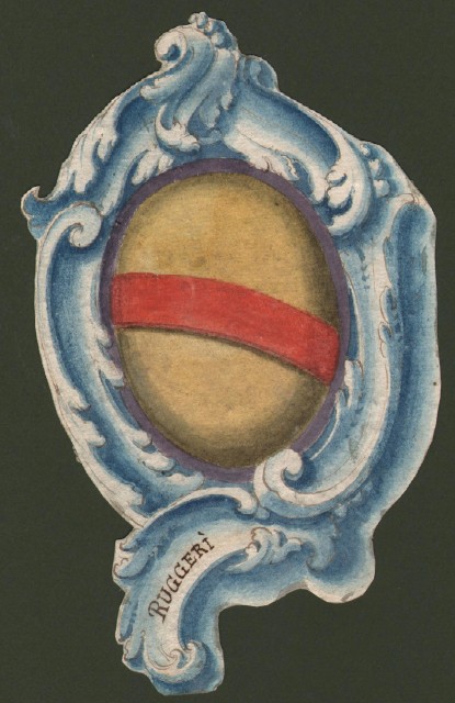 RUGGERI di REGGIO. Splendido acquarello settecentesco raffigurante lo stemma della famiglia.