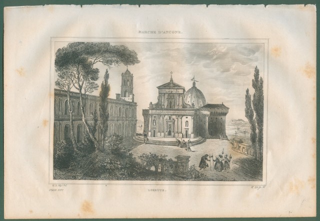 LORETO (Ancona). La piazza principale. Da Italie Pittoresque anno 1836.