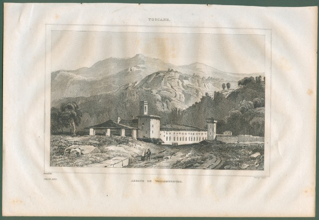 VALLOMBROSA. Veduta generale.  Da Italie Pittoresque anno 1836.