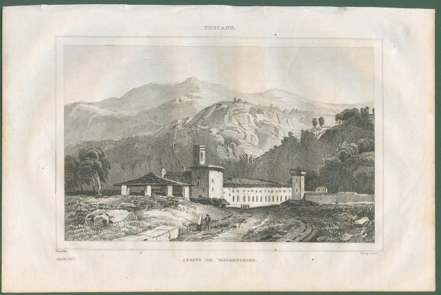 VALLOMBROSA. Veduta generale. Da Italie Pittoresque anno 1836.