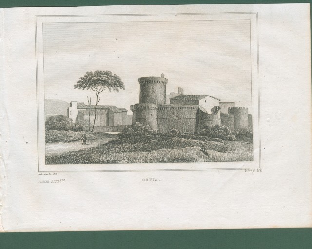 OSTIA (Roma). Veduta panoramica. Da Italia Pittoresque anno 1836.