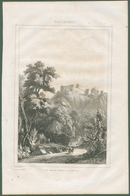 ARICCIA (Roma). Veduta panoramica.  Da Italie Pittoresque anno 1836