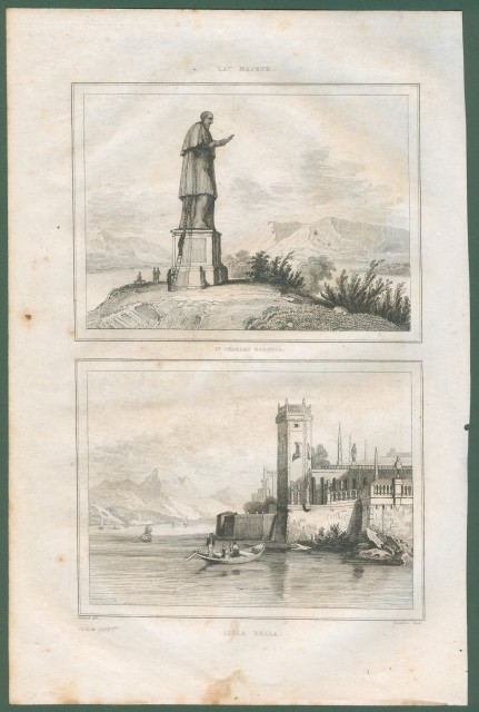 LAGO MAGGIORE. Due vedute in un unica tavola.  Da Italie Pittoresque anno 1836