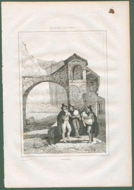 ROMA dintorni. Pifferai. Da Italie Pittoresque anno 1836